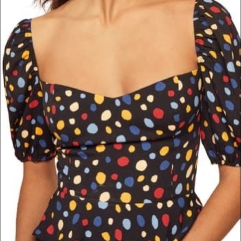 NWT Reformation Aimee Blouse - Polka Dot Top Sz 12